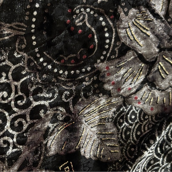 Chico's Elegant Black and Gray Velour Burnout Top - Picture 5 of 6